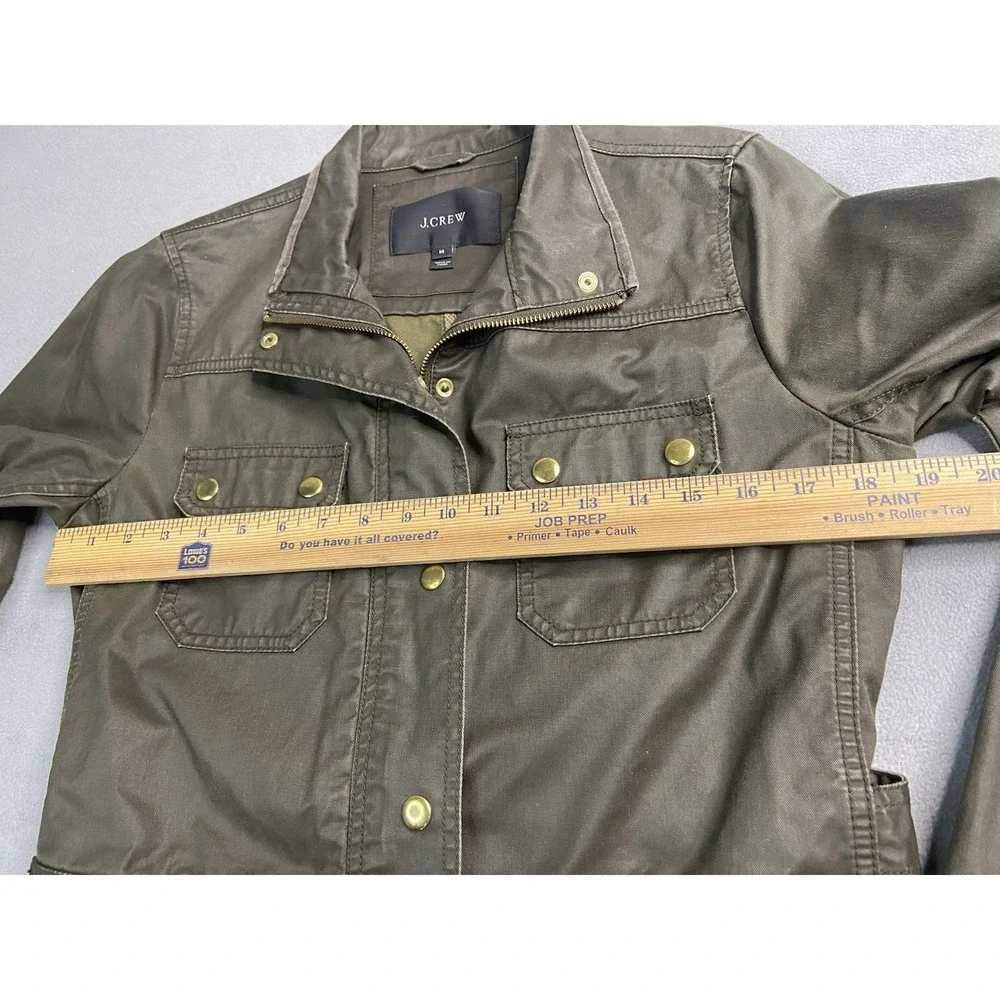 J‎ Crew Jacket Womens Medium Green Waxed The Downtown Outdoors Military Grunge